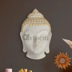2.5 Feet Buddha Face Wall Hanging(Large Size Buddha Face Wall Hanging) -Artociti Sale Store 2 5 feet buddha face wall hanging white decor 278
