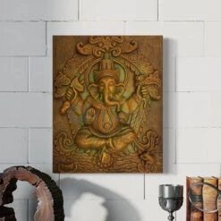20x16 Inches Lord Ganesha 3D Wall Hanging Relief Mural(Ganesha 3d Wall Hanging Relief Mural) -Artociti Sale Store 20x16 inches lord ganesha 3d wall hanging relief mural decor 651