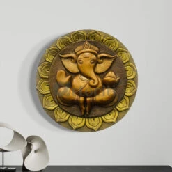 21x21 Inches Round Lord Ganesha 3D Wall Hanging(Lord Ganesha 3d Wall Hanging Ganesh 3d Wall Art Vigneshwara Wall Hanging For Home Indian God Wall Hanging Ready To Hang)