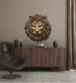 (22 Inches) Lion Face 3D Relief Mural Wall Art(22 Inches Lion Face 3d Relief Mural Wall Art In Golden Bronze) -Artociti Sale Store 22 inches lion face 3d relief mural wall art set of 1 bronze 767