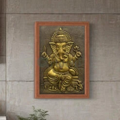 24X16 Inches Sitting Ganesha 3D Relief Mural Wall Art(24x16 Inches Sitting Ganesha 3d Relief Mural Wall Art Ready To Hang Wall Decor) -Artociti Sale Store 24x16 inches sitting ganesha 3d relief mural wall art 197