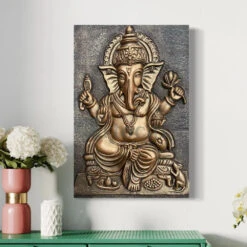 24X16 Inches Sitting Ganesha 3D Relief Mural Wall Art(24x16 Inches Sitting Ganesha 3d Relief Mural Wall Art Ready To Hang Wall Decor) -Artociti Sale Store 24x16 inches sitting ganesha 3d relief mural wall art 224