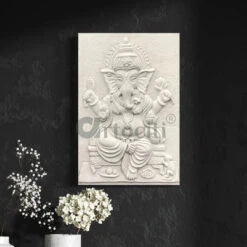 24X16 Inches Sitting Ganesha 3D Relief Mural Wall Art(24x16 Inches Sitting Ganesha 3d Relief Mural Wall Art Ready To Hang Wall Decor) -Artociti Sale Store 24x16 inches sitting ganesha 3d relief mural wall art 320