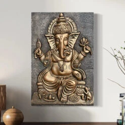 24X16 Inches Sitting Ganesha 3D Relief Mural Wall Art(24x16 Inches Sitting Ganesha 3d Relief Mural Wall Art Ready To Hang Wall Decor) -Artociti Sale Store 24x16 inches sitting ganesha 3d relief mural wall art 482