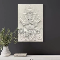 24X16 Inches Sitting Ganesha 3D Relief Mural Wall Art(24x16 Inches Sitting Ganesha 3d Relief Mural Wall Art Ready To Hang Wall Decor) -Artociti Sale Store 24x16 inches sitting ganesha 3d relief mural wall art 563