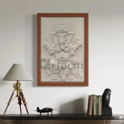 24X16 Inches Sitting Ganesha 3D Relief Mural Wall Art(24x16 Inches Sitting Ganesha 3d Relief Mural Wall Art Ready To Hang Wall Decor) -Artociti Sale Store 24x16 inches sitting ganesha 3d relief mural wall art 657