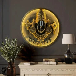 24X24 Inch Tirupati Balaji 3D Relief Mural With LED Wall Hanging Spiritual Wall Art(24x24 Inch Tirupati Balaji 3d Relief Mural Wall Hanging Spiritual Wall Art)