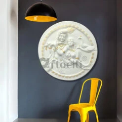 31x31 Inches Round Radha Krishna 3D Relief Mural Wall Art(30x30 Inches Round Radha Krishna Relief Mural Wall Hanging 3d Relief Wall Art) 31 31x31 Inches Round Radha Krishna 3D Relief Mural Wall Art(30x30 Inches Round Radha Krishna Relief Mural Wall Hanging 3d Relief Wall Art) -Artociti Sale Store 31x31 inches round radha krishna 3d relief mural wall art white with golden highlight 798