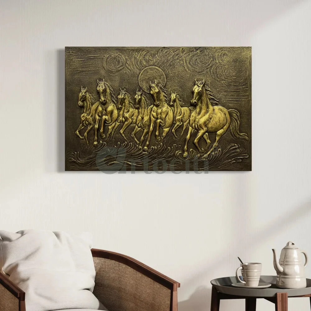 3X2 Feet 7 Horse 3D Relief Mural Wall Art(3x2 Feet 7 Horse 3d Relief Mural Wall Art Ready To Hang) 5 3X2 Feet 7 Horse 3D Relief Mural Wall Art(3x2 Feet 7 Horse 3d Relief Mural Wall Art Ready To Hang) - Image 3