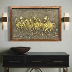 3X2 Feet 7 Horse 3D Relief Mural Wall Art(3x2 Feet 7 Horse 3d Relief Mural Wall Art Ready To Hang)