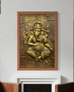 3x2 Feet Dancing Ganesha 3D Relief Mural Wall Art(Lord Ganesha Relief Mural 02)