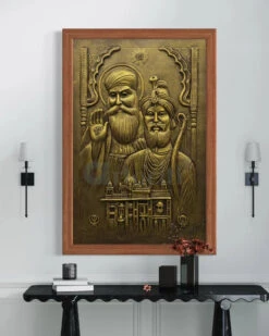 3X2 Feet Guru Nanak And Guru Gobind Singh 3D Relief Mural Wall Art(Guru Nanak And Guru Gobind Singh 3d Relief Mural Wall Art Ready To Hang) -Artociti Sale Store 3x2 feet guru nanak and gobind singh 3d relief mural wall art framed gold golden temple 312