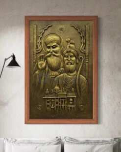 3X2 Feet Guru Nanak And Guru Gobind Singh 3D Relief Mural Wall Art(Guru Nanak And Guru Gobind Singh 3d Relief Mural Wall Art Ready To Hang) -Artociti Sale Store 3x2 feet guru nanak and gobind singh 3d relief mural wall art golden temple 573