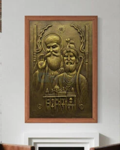 3X2 Feet Guru Nanak And Guru Gobind Singh 3D Relief Mural Wall Art(Guru Nanak And Guru Gobind Singh 3d Relief Mural Wall Art Ready To Hang) -Artociti Sale Store 3x2 feet guru nanak and gobind singh 3d relief mural wall art golden temple 790