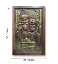 3X2 Feet Guru Nanak And Guru Gobind Singh 3D Relief Mural Wall Art(Guru Nanak And Guru Gobind Singh 3d Relief Mural Wall Art Ready To Hang) -Artociti Sale Store 3x2 feet guru nanak and gobind singh 3d relief mural wall art golden temple 827