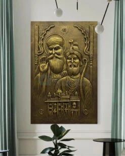 3X2 Feet Guru Nanak And Guru Gobind Singh 3D Relief Mural Wall Art(Guru Nanak And Guru Gobind Singh 3d Relief Mural Wall Art Ready To Hang) -Artociti Sale Store 3x2 feet guru nanak and gobind singh 3d relief mural wall art golden temple 837