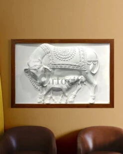 3X2 Feet Kamdhenu The Sacred Cow 3d Relief Mural(3x2 Feet Kamdhenu The Sacred Cow 3d Relief Mural) -Artociti Sale Store 3x2 feet kamdhenu the sacred cow 3d relief mural 577