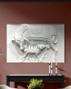 3X2 Feet Kamdhenu The Sacred Cow 3d Relief Mural(3x2 Feet Kamdhenu The Sacred Cow 3d Relief Mural) -Artociti Sale Store 3x2 feet kamdhenu the sacred cow 3d relief mural 842