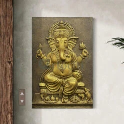 3x2 Feet Sitting Ganesha 3D Relief Mural Wall Art(Ganesha 3d Relief Mural Wall Art) -Artociti Sale Store 3x2 feet sitting ganesha 3d relief mural wall art decor 195