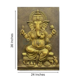 3x2 Feet Sitting Ganesha 3D Relief Mural Wall Art(Ganesha 3d Relief Mural Wall Art) -Artociti Sale Store 3x2 feet sitting ganesha 3d relief mural wall art decor 901