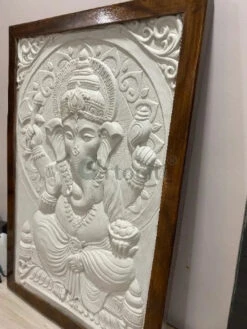 3x2 Feet Sitting Ganesha Relief Mural Wall Art(3d Ganesha Painting Relief Mural Golden) -Artociti Sale Store 3x2 feet sitting ganesha relief mural wall art decor 301