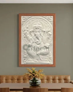 3x2 Feet Sitting Ganesha Relief Mural Wall Art(3d Ganesha Painting Relief Mural Golden) -Artociti Sale Store 3x2 feet sitting ganesha relief mural wall art decor 840