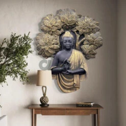 45X36 Inch Blessing Buddha Under Tree 3D Relief Mural Wall Art(45x36 Inch Blessing Buddha Under Tree 3d Relief Mural Wall Art Enlightenment Embodied)