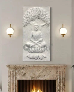 4x2 Feet Buddha Under Tree 3D Relief Mural Wall Art(4x2 Feet Buddha Under Tree 3d Relief Mural Wall Art Blessing Buddha Enlightened Serenity) -Artociti Sale Store 4x2 feet buddha under tree 3d relief mural wall art 439