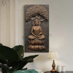 4x2 Feet Buddha Under Tree 3D Relief Mural Wall Art(4x2 Feet Buddha Under Tree 3d Relief Mural Wall Art Blessing Buddha Enlightened Serenity) -Artociti Sale Store 4x2 feet buddha under tree 3d relief mural wall art bronze 194