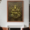 4x3 Feet Dancing Ganesha 3D Relief Mural Wall Art(Large Size Lord Ganesha 3d Wallart Relief Mural) -Artociti Sale Store 4x3 feet dancing ganesha 3d relief mural wall art golden framed decor 350