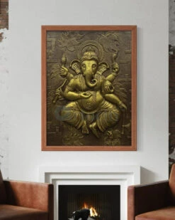4x3 Feet Dancing Ganesha 3D Relief Mural Wall Art(Large Size Lord Ganesha 3d Wallart Relief Mural)