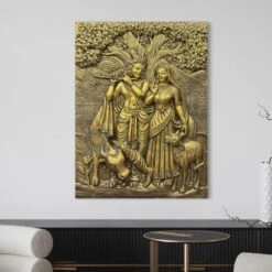 4x3 Feet Radha Krishna 3D Elevation Sculpture Relief Mural Wall Art(4x3 Feet Radha Krishna 3d Elevation Sculpture Relief Mural Wall Art)