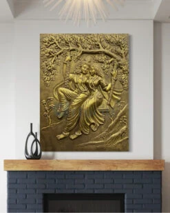 4X3 Feet Radha Krishna 3D Relief Mural Wall Art(4x3 Feet Radha Krishna 3d Relief Mural Wall Art)