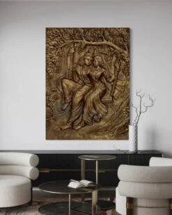 4X3 Feet Radha Krishna 3D Relief Mural Wall Art(4x3 Feet Radha Krishna 3d Relief Mural Wall Art) -Artociti Sale Store 4x3 feet radha krishna 3d relief mural wall art 836