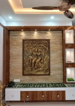 4X3 Feet Radha Krishna 3D Relief Mural Wall Art(4x3 Feet Radha Krishna 3d Relief Mural Wall Art) -Artociti Sale Store 4x3 feet radha krishna 3d relief mural wall art bronze framed 381