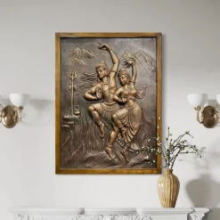 4x3 Feet Shiva Parvati 3D Relief Mural Wall Art(4x3 Feet Shiv Parvati 3d Relief Mural Wall Art Dancing God Dancing Shiv Ji And Parvati)