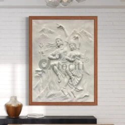 4x3 Feet Shiva Parvati 3D Relief Mural Wall Art(4x3 Feet Shiv Parvati 3d Relief Mural Wall Art Dancing God Dancing Shiv Ji And Parvati) 40 4x3 Feet Shiva Parvati 3D Relief Mural Wall Art(4x3 Feet Shiv Parvati 3d Relief Mural Wall Art Dancing God Dancing Shiv Ji And Parvati) -Artociti Sale Store 4x3 feet shiva parvati 3d relief mural wall art frame white 824