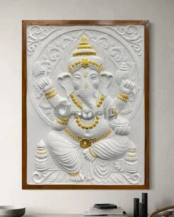 4x3 Feet Sitting Ganesha 3D Elevation Relief Mural Wall Art(Large Size 4x3 Feet Lord Ganesha 3d Elevation Relief Mural Wall Art) -Artociti Sale Store 4x3 feet sitting ganesha 3d elevation relief mural wall art decor 876