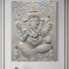 4x3 Feet Sitting Ganesha 3D Elevation Relief Mural Wall Art(Large Size 4x3 Feet Lord Ganesha 3d Elevation Relief Mural Wall Art) -Artociti Sale Store 4x3 feet sitting ganesha 3d elevation relief mural wall art white with golden highlight frameless ready to hang decor 489