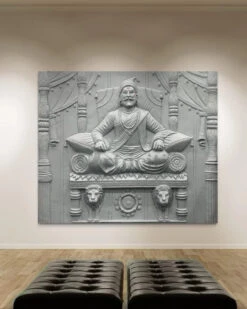 5.2X4.5 Feet Chattrapati Shivaji Maharaj 3D Relief Mural Wall Art(5 2x4 5 Feet Chhatrapati Shivaji Maharaj 3d Relief Mural Wall Art)