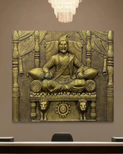 5.2X4.5 Feet Chattrapati Shivaji Maharaj 3D Relief Mural Wall Art(5 2x4 5 Feet Chhatrapati Shivaji Maharaj 3d Relief Mural Wall Art) -Artociti Sale Store 5 2x4 feet chattrapati shivaji maharaj 3d relief mural wall art 63x54 inch gold 376