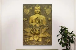5X3.5 Feet Blessing Buddha With Lotus 3D Relief Mural(4 5x3 Feet Blessing Buddha With Lotus 3d Relief Mural) -Artociti Sale Store 5x3 5 feet blessing buddha with lotus 3d relief mural wall decor 499