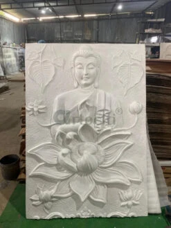 5X3.5 Feet Blessing Buddha With Lotus 3D Relief Mural(4 5x3 Feet Blessing Buddha With Lotus 3d Relief Mural) -Artociti Sale Store 5x3 5 feet blessing buddha with lotus 3d relief mural wall decor 506