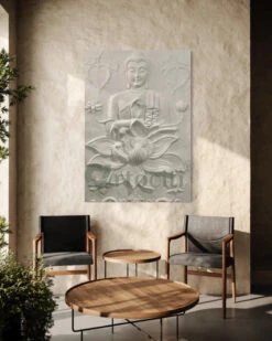 Artociti Sale Store -Artociti Sale Store 5x3 5 feet blessing buddha with lotus 3d relief mural wall decor 559