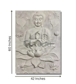 5X3.5 Feet Blessing Buddha With Lotus 3D Relief Mural(4 5x3 Feet Blessing Buddha With Lotus 3d Relief Mural) -Artociti Sale Store 5x3 5 feet blessing buddha with lotus 3d relief mural wall decor 612