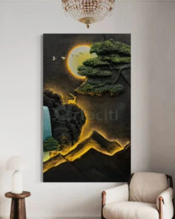 5X3 Feet Modern Abstract Mountain Tree And Sun 3d Relief Mural Wall Art With Led Light | Nature Inspired(5x3 Feet Modern Abstract Mountain Tree And Sun 3d Relief Mural Wall Art With Led Light Nature Inspired) 13 5X3 Feet Modern Abstract Mountain Tree And Sun 3d Relief Mural Wall Art With Led Light | Nature Inspired(5x3 Feet Modern Abstract Mountain Tree And Sun 3d Relief Mural Wall Art With Led Light Nature Inspired) -Artociti Sale Store 5x3 feet modern abstract mountain tree and sun 3d relief mural wall art with led light nature inspired multicolor 375
