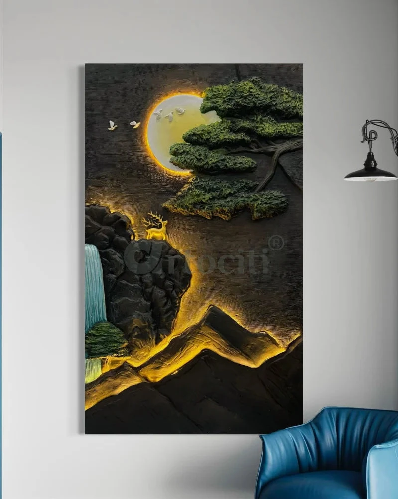 5X3 Feet Modern Abstract Mountain Tree And Sun 3d Relief Mural Wall Art With Led Light | Nature Inspired(5x3 Feet Modern Abstract Mountain Tree And Sun 3d Relief Mural Wall Art With Led Light Nature Inspired) 3 5X3 Feet Modern Abstract Mountain Tree And Sun 3d Relief Mural Wall Art With Led Light | Nature Inspired(5x3 Feet Modern Abstract Mountain Tree And Sun 3d Relief Mural Wall Art With Led Light Nature Inspired)