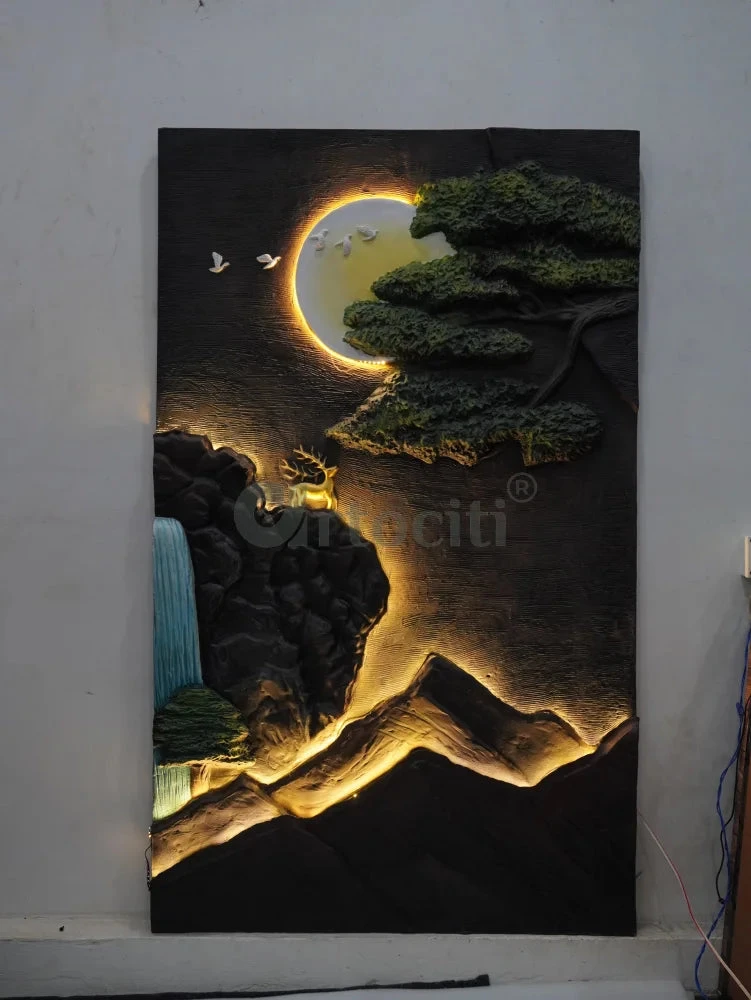 5X3 Feet Modern Abstract Mountain Tree And Sun 3d Relief Mural Wall Art With Led Light | Nature Inspired(5x3 Feet Modern Abstract Mountain Tree And Sun 3d Relief Mural Wall Art With Led Light Nature Inspired) 9 5X3 Feet Modern Abstract Mountain Tree And Sun 3d Relief Mural Wall Art With Led Light | Nature Inspired(5x3 Feet Modern Abstract Mountain Tree And Sun 3d Relief Mural Wall Art With Led Light Nature Inspired) - Image 7