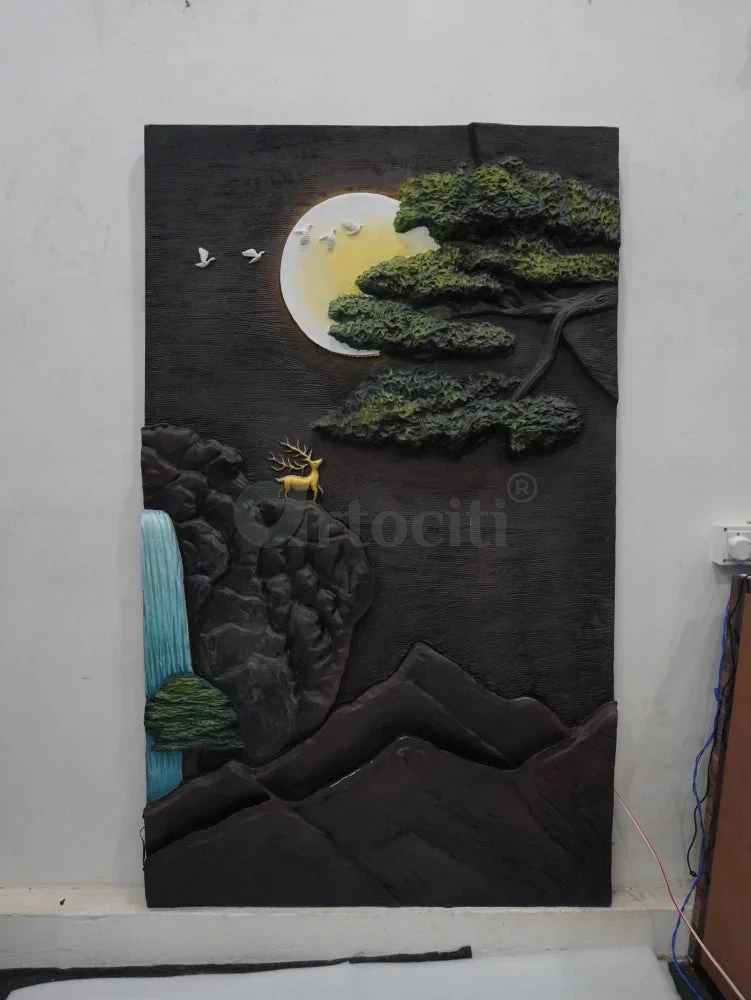 5X3 Feet Modern Abstract Mountain Tree And Sun 3d Relief Mural Wall Art With Led Light | Nature Inspired(5x3 Feet Modern Abstract Mountain Tree And Sun 3d Relief Mural Wall Art With Led Light Nature Inspired) 10 5X3 Feet Modern Abstract Mountain Tree And Sun 3d Relief Mural Wall Art With Led Light | Nature Inspired(5x3 Feet Modern Abstract Mountain Tree And Sun 3d Relief Mural Wall Art With Led Light Nature Inspired) - Image 8