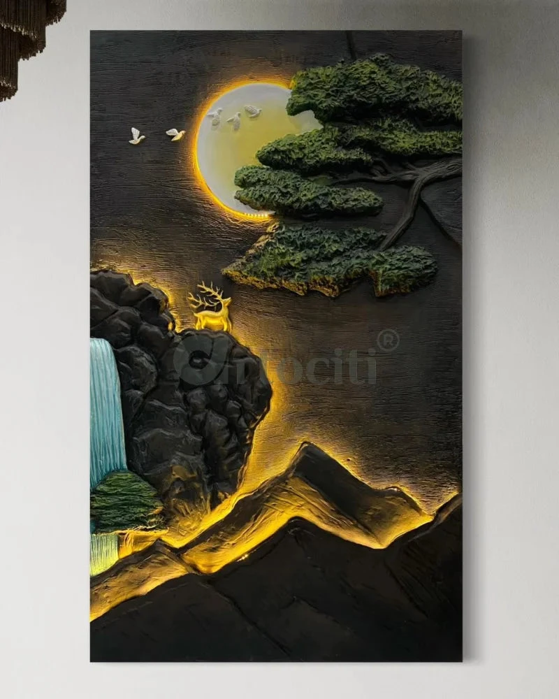 5X3 Feet Modern Abstract Mountain Tree And Sun 3d Relief Mural Wall Art With Led Light | Nature Inspired(5x3 Feet Modern Abstract Mountain Tree And Sun 3d Relief Mural Wall Art With Led Light Nature Inspired) 7 5X3 Feet Modern Abstract Mountain Tree And Sun 3d Relief Mural Wall Art With Led Light | Nature Inspired(5x3 Feet Modern Abstract Mountain Tree And Sun 3d Relief Mural Wall Art With Led Light Nature Inspired) - Image 5